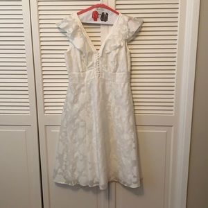 White Floral Print Dress